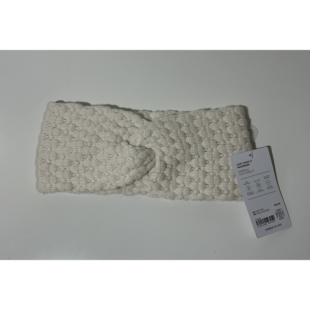 ATHLETA Ivory Cozy Headband Bandeau Nylon Wool Cotton Womens One Size